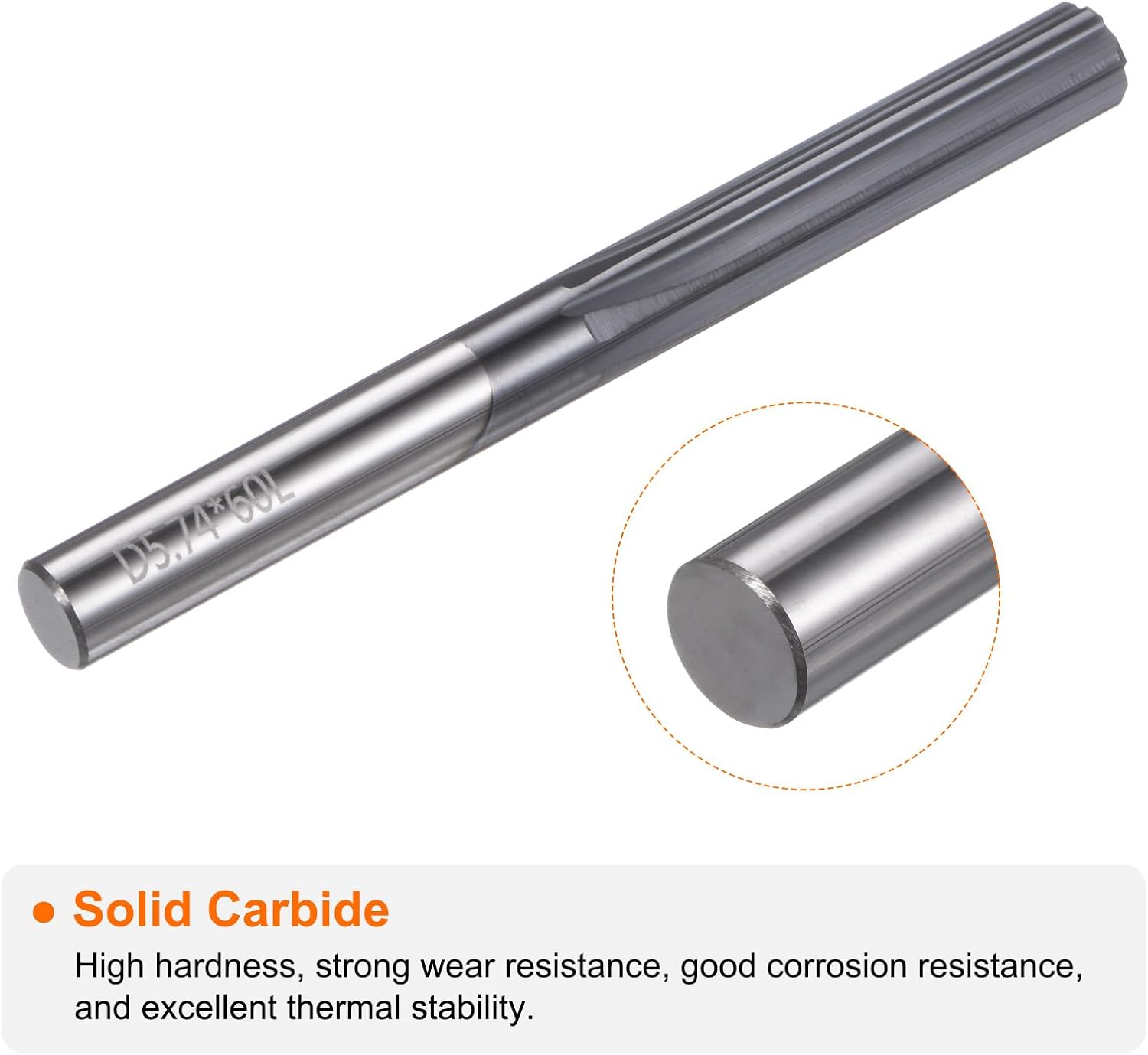 HARFINGTON Carbide Chucking Reamer 0.226"(5.74mm) Dia Straight Flute Straight Shank Machine Reamer Tool for Metal and Lathes CNC Machining Centers, Black
