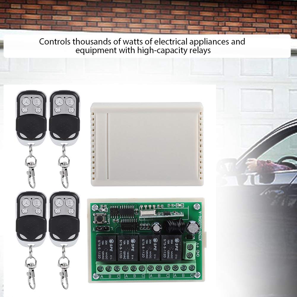 Relay Receiver 4-Way Remote Control Replacement Quad Passive Output, Non-Lockable Output, Latched Output, Interlocked Output, High Receiving Sensitivity