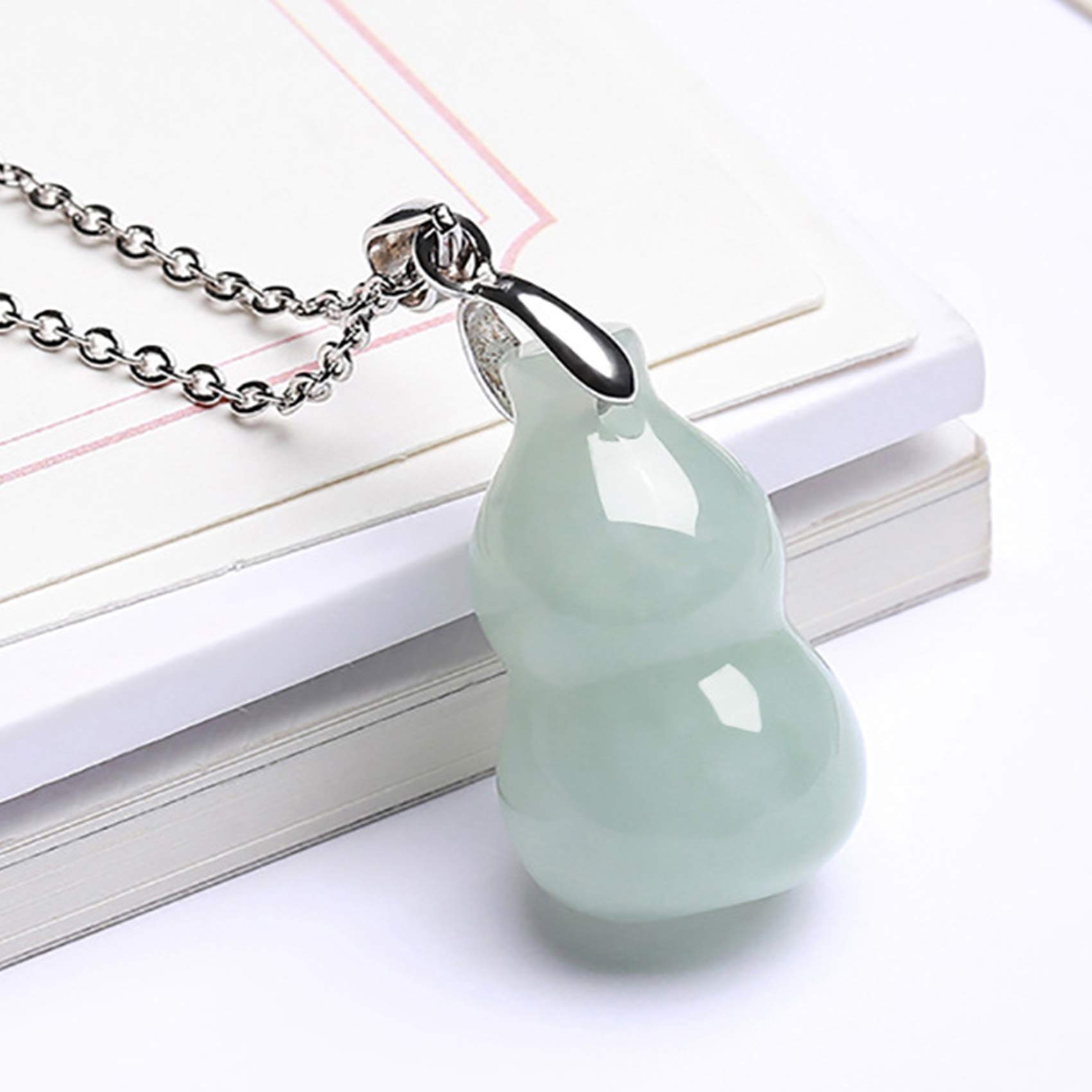 Naszyjnik, naszyjnik z wisiorkiem Feng Shui Naturalny Jadeit Tykwa Hulu Wu Lou Wisiorek Ręcznie Tkany Naszyjnik z Łańcuszkiem Amulet na Szczęście Odwaga i Bogactwo, Czerwona lina/545