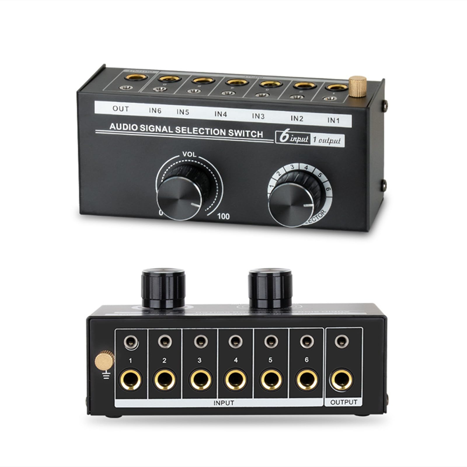 Suckoo 6 Channel 6.35mm TRS or 3.5mm HiFi Audio switcher Headphone Amplifier 6 in 1 Out 4 in 1 Out,6 Port Mobile Phone Computer Sound Card External Audio Headphones Sound Amplifier Speakers