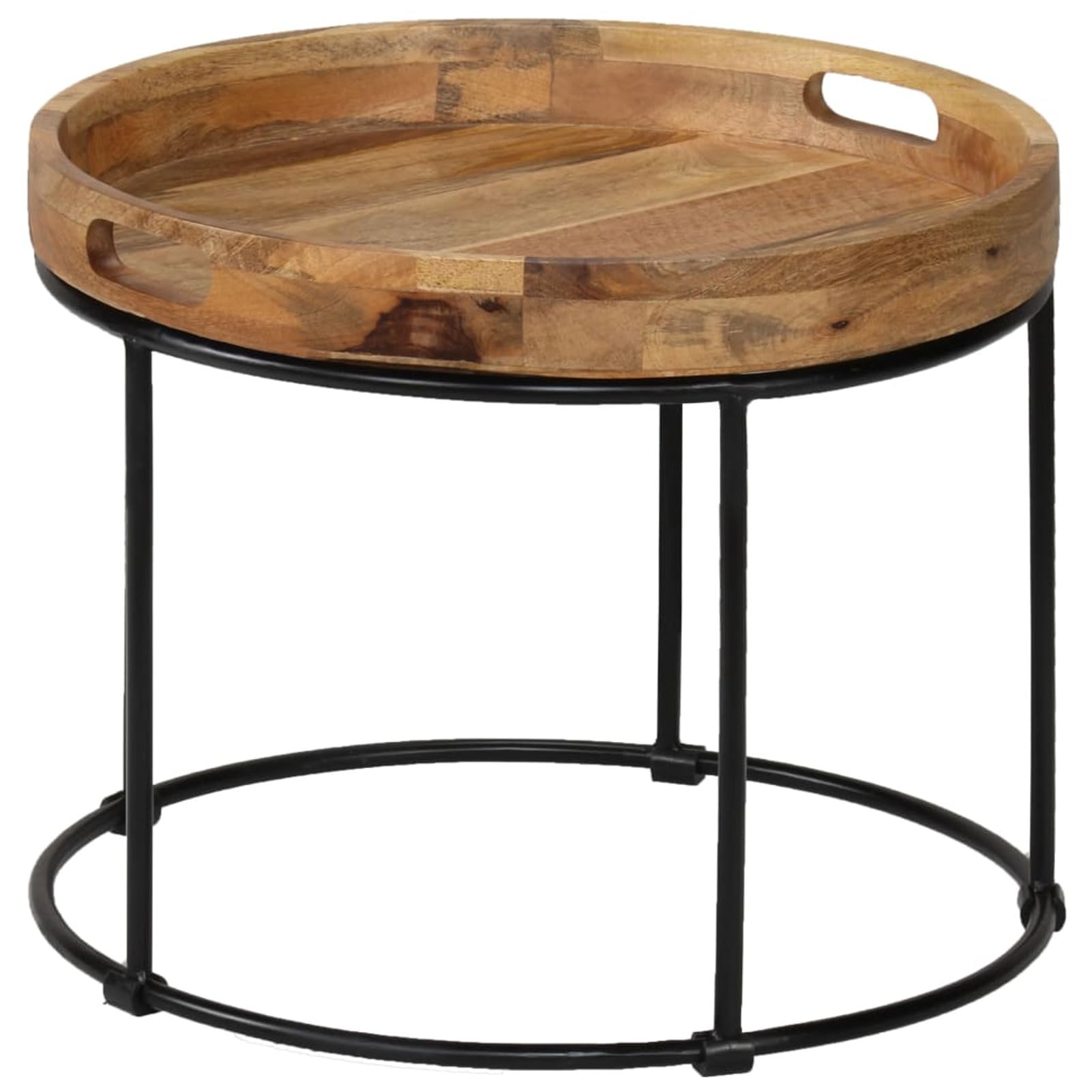 Homgoday Table basse en bois massif et acier 50 x 40 cm, table d'appoint, table d'appoint pour salon, salle de réception d'invités, chambre à coucher et mobilier de bureau
