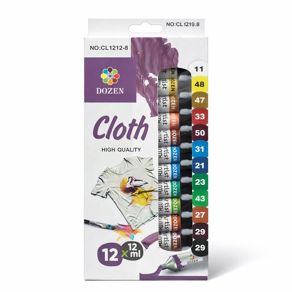 Cloth Color Paint Set – 12 Shades x 12ml | Fabric & T-Shirt Painting Colors | Non-Toxic, Quick Dry, Rich Pigment | DIY Art & Craft for Artists, Students & Hobby Use-image-15