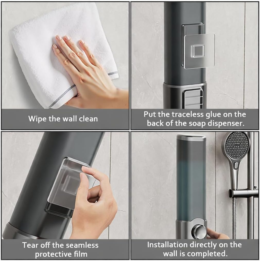 Shampoo and Conditioner Dispenser,No Drill Wall Mounted Shower Soap Dispensers Pump Reservoirs,16.91 Oz Shampoo Dispenser Refillable Each for Shampoo,Conditioner and Body Wash in Bathroom,3 Chambers