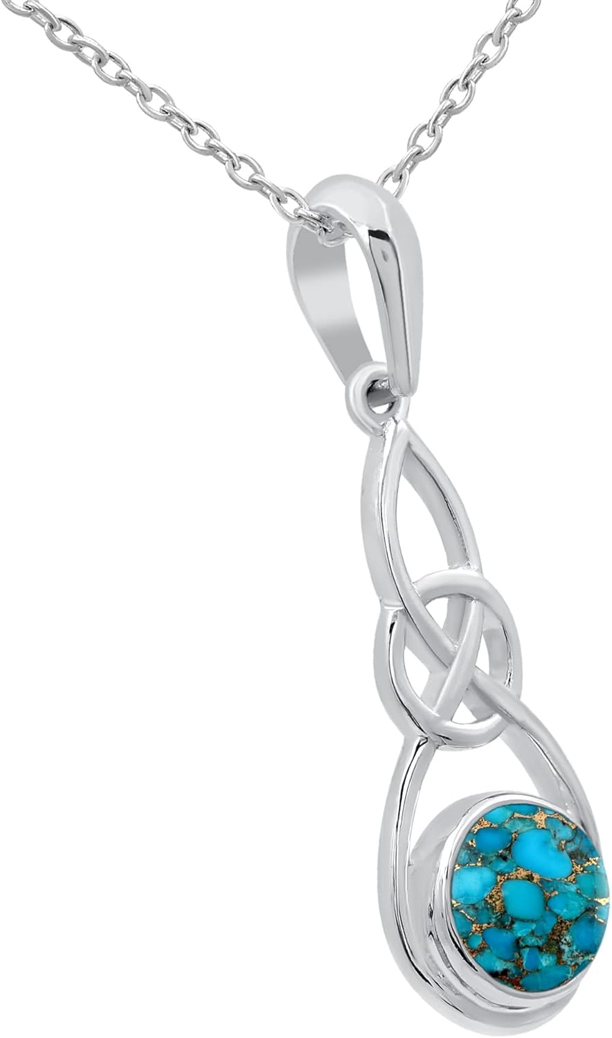 TISHAVI Natural Round Shaped Semi Precious Gemstone Pendant Necklace For Women With 18Inch Chain, Sterling Silver Birthstone Pendant Necklace Jewelry Women's Day Gifts For Mom Wife Sister