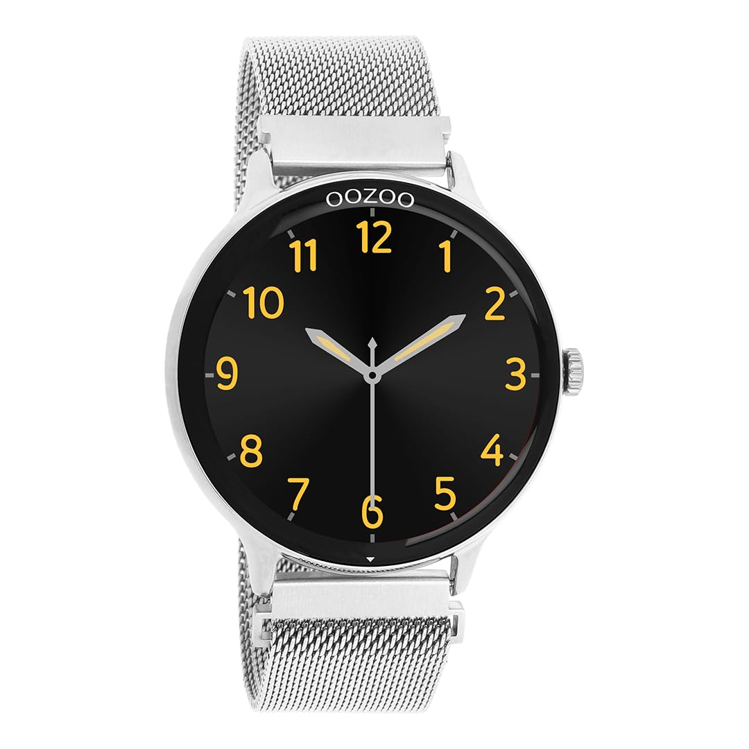 Oozoo - Versátil reloj inteligente para hombre con pulsera de malla de 20 mm | Rastreador de fitness con pulsómetro, podómetro y monitor del sueño | Smartwatch redondo compatible con iOS y Android |