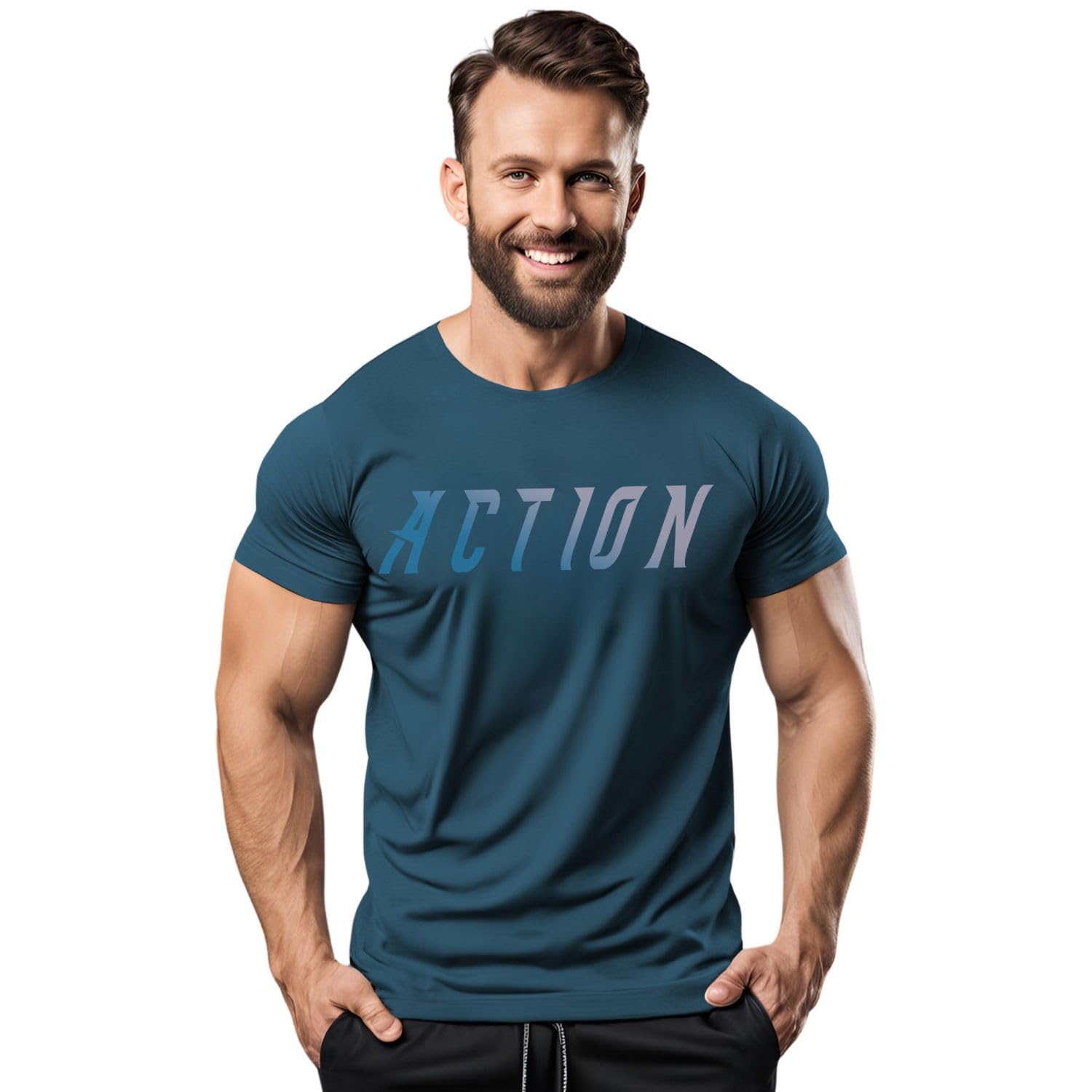 3colors 3Colours RGB Men's Polyester T-Shirt | Quick-Dry Activewear for Gym, Running & Sports-Action-picture-32