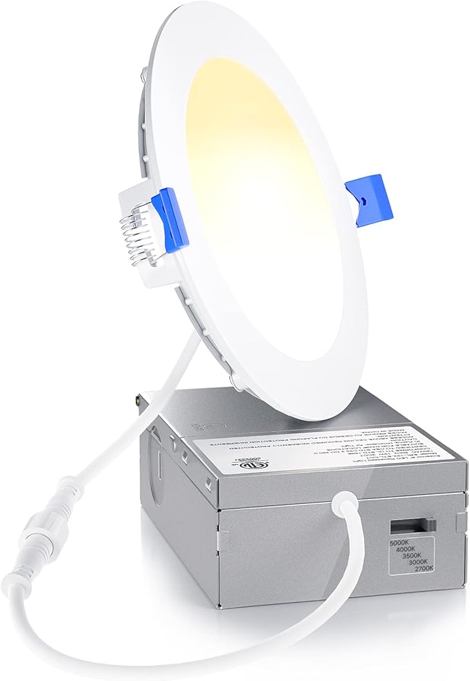 Ensenior 4Inch LED Recessed Slim Pot Light with Junction Box, 2700K