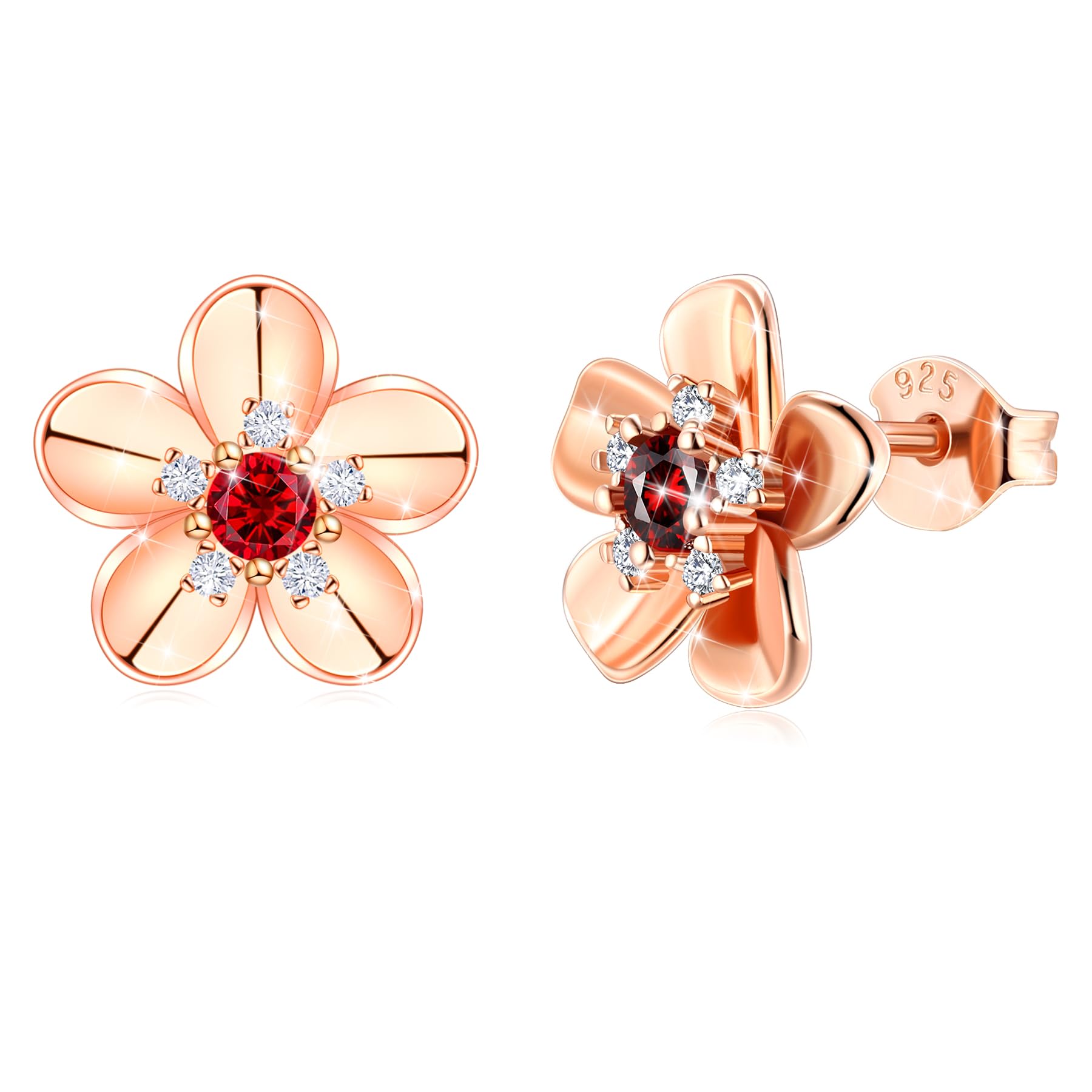 14K Gold Rose Flower Sterling Silver Stud Earrings For Women Dainty Rose Gold Pearl Earrings Hypoallergenic Earrings Cute Studs For Her Nickel Free