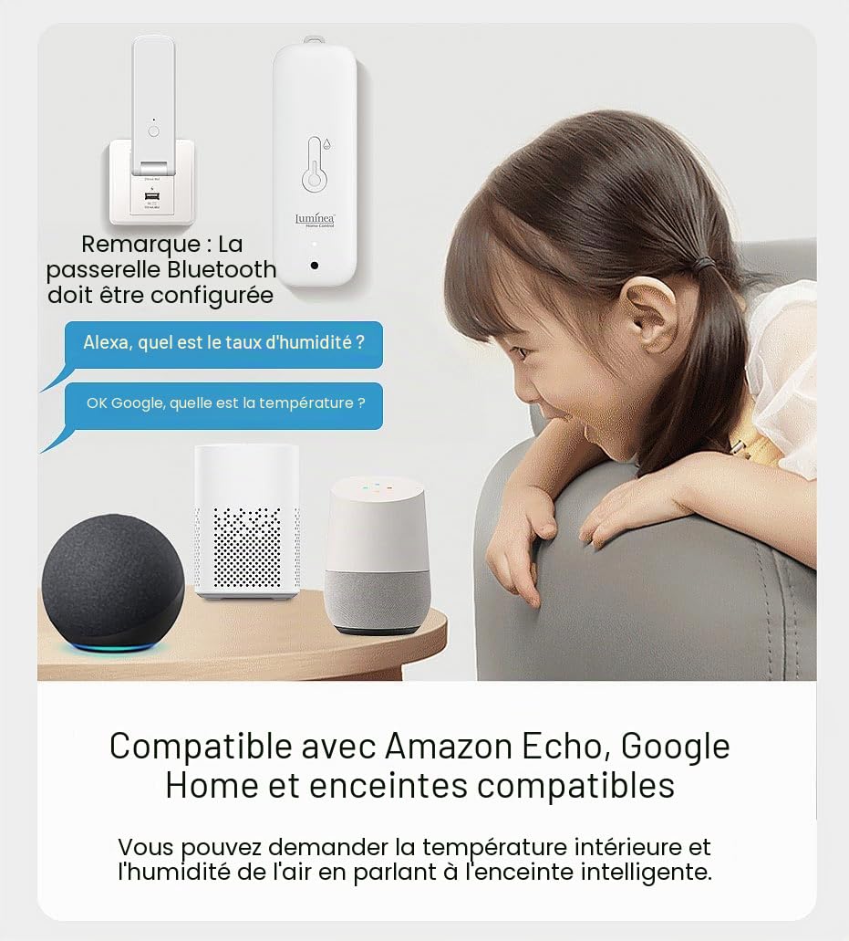 Thermomètre-hygromètre connecté étanche avec fonction bluetooth [Luminea]