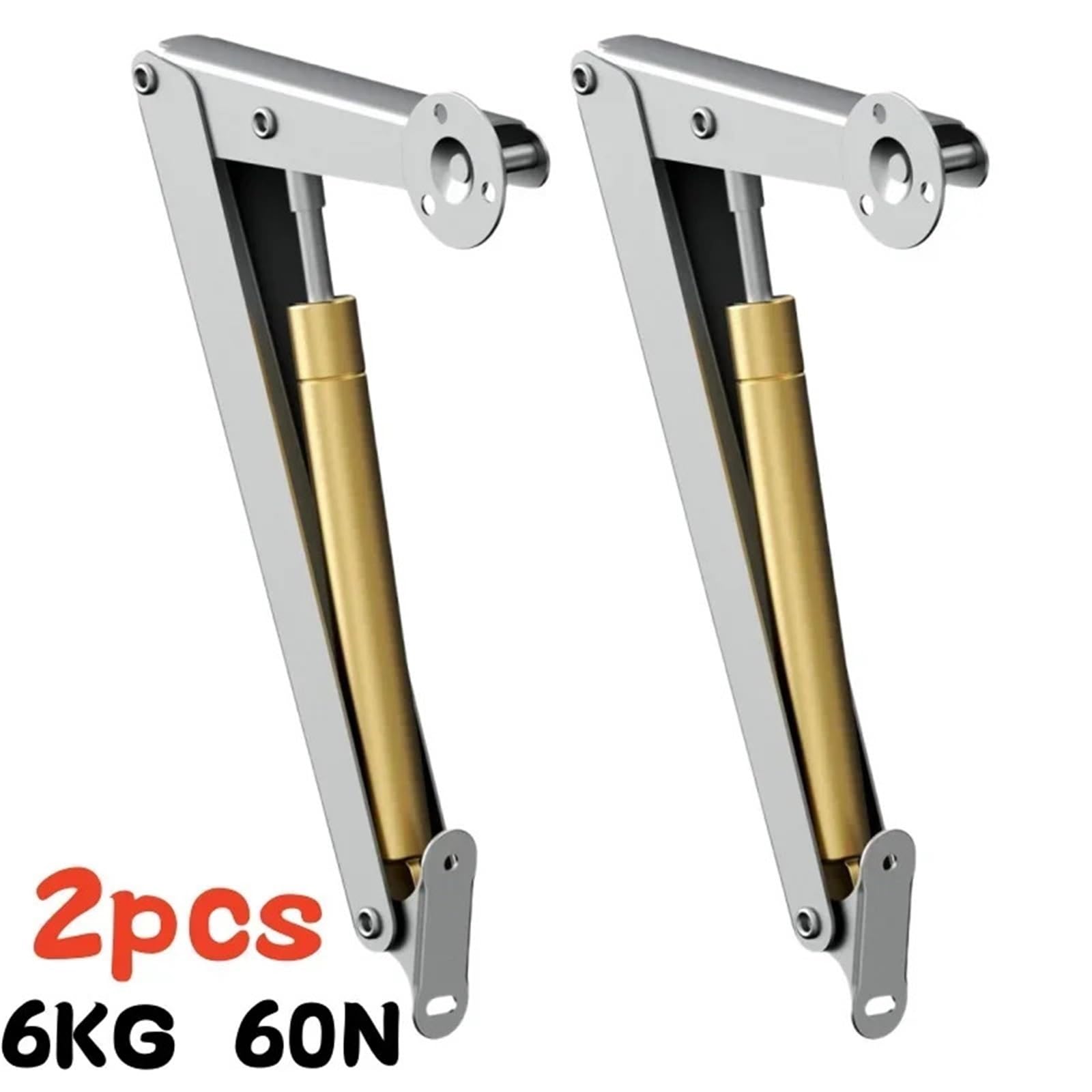 2 Stück Hochleistungs-Gasfedern 3 kg – 20 kg Gasdruckfedern Soft-Close-Deckelstützscharniere Automatisches langsames Absenken(6KG 60N)