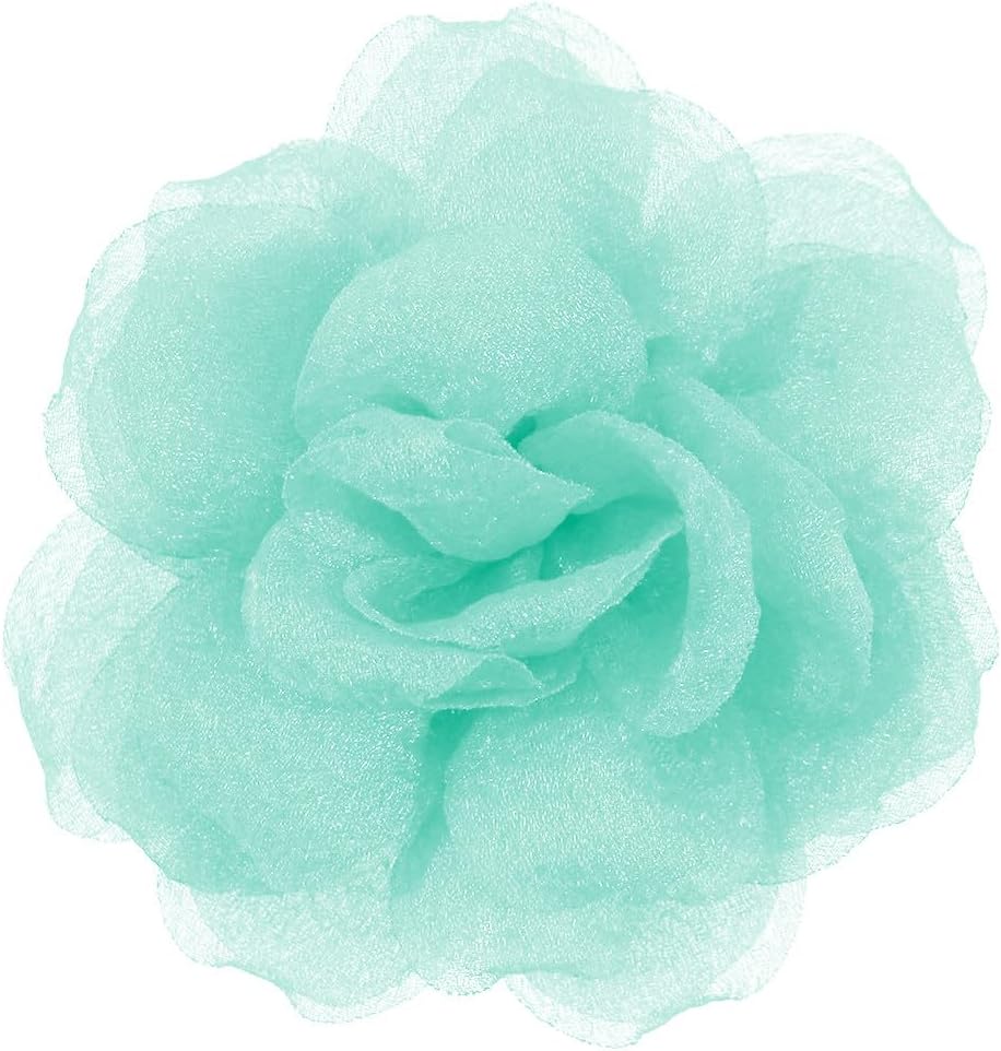 3.15" Chiffon Rose Hair Clip for Weddings Party Brooch Pins Corsage Hair Head Clip | Hair Jewellery Barrette Hair clips Women Accessories | Flower Hair Clips Girls | Wedding Flowers-Green