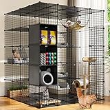 YITAHOME Cat Cage Indoor Large with Storage Cube DIY Outdoor Catio Cat Enclosures Metal Cat Playpen with Hammock Platforms for 1-4 Cats 5 Tiers Cat Kennel