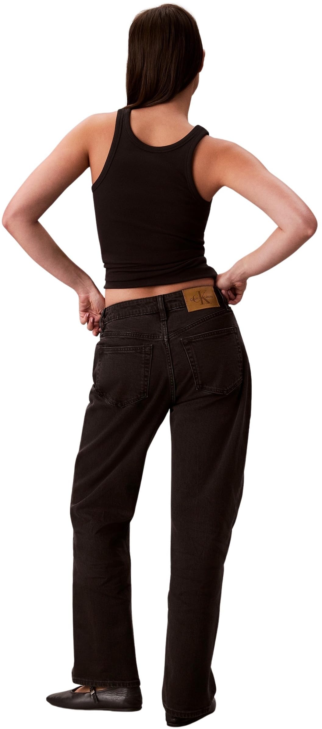 Calvin Klein High Rise Straight CK Essential Lv047b909g - Jeans Mujer