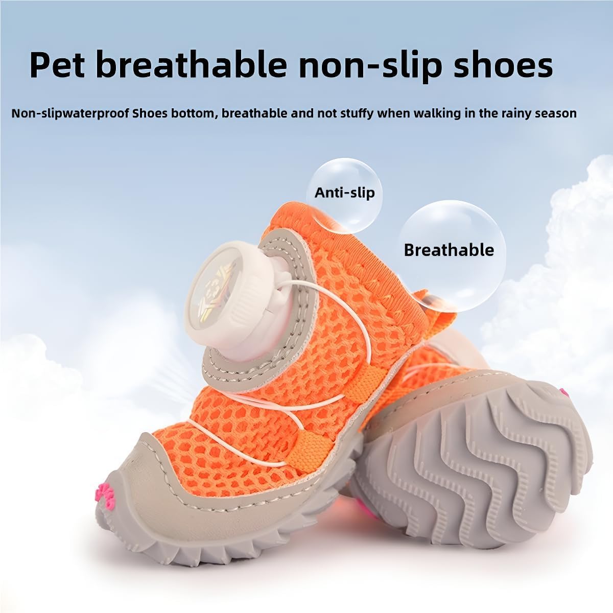 Adjustable Knob Dog Shoes - Water-Resistant & Air Mesh Summer Boots, Non-Slip Soles for Hardwood Floors, 4-Size Breathable Paw Protectors Small Medium Breeds (Orange, NO.6-2.0x1.6IN) : Amazon.ca: Pet Supplies