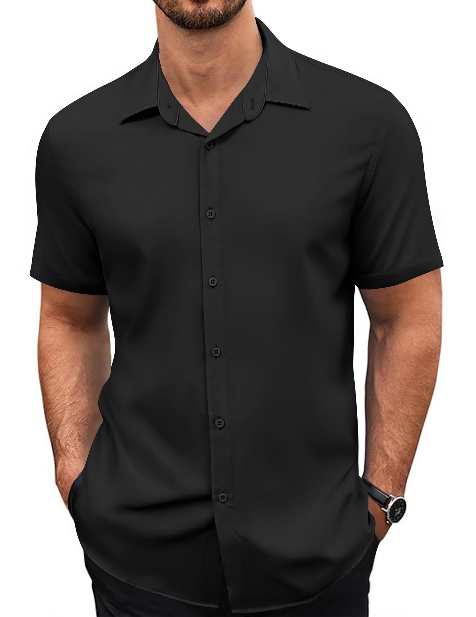 COOFANDY Hemd Herren Kurzarm Freizeithemd Sommerhemd Männer Strandhemd Lässig Hemden Regular Fit
