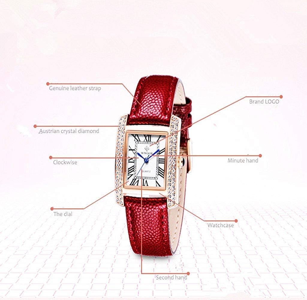 CARLIEN Luxury Square Dress Ladies Quartz Watch for Women Roman Dial Diamond Leather Strap Wrist Watch - Image 6