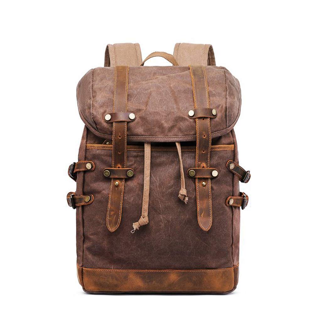 Zaino di Tela, Zaino da Viaggio all'Aria Aperta Zaino di Tela di Canapa della Cera dell'olio Zaino di Alpinismo Zaino Casuale Retro Zaino/Impermeabile