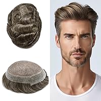 Vista 40 de Pieza de cabello humano real para hombre, sistema de reemplazo de unidades de cabello para hombres, piezas de cabello duradero, tupé para hombres