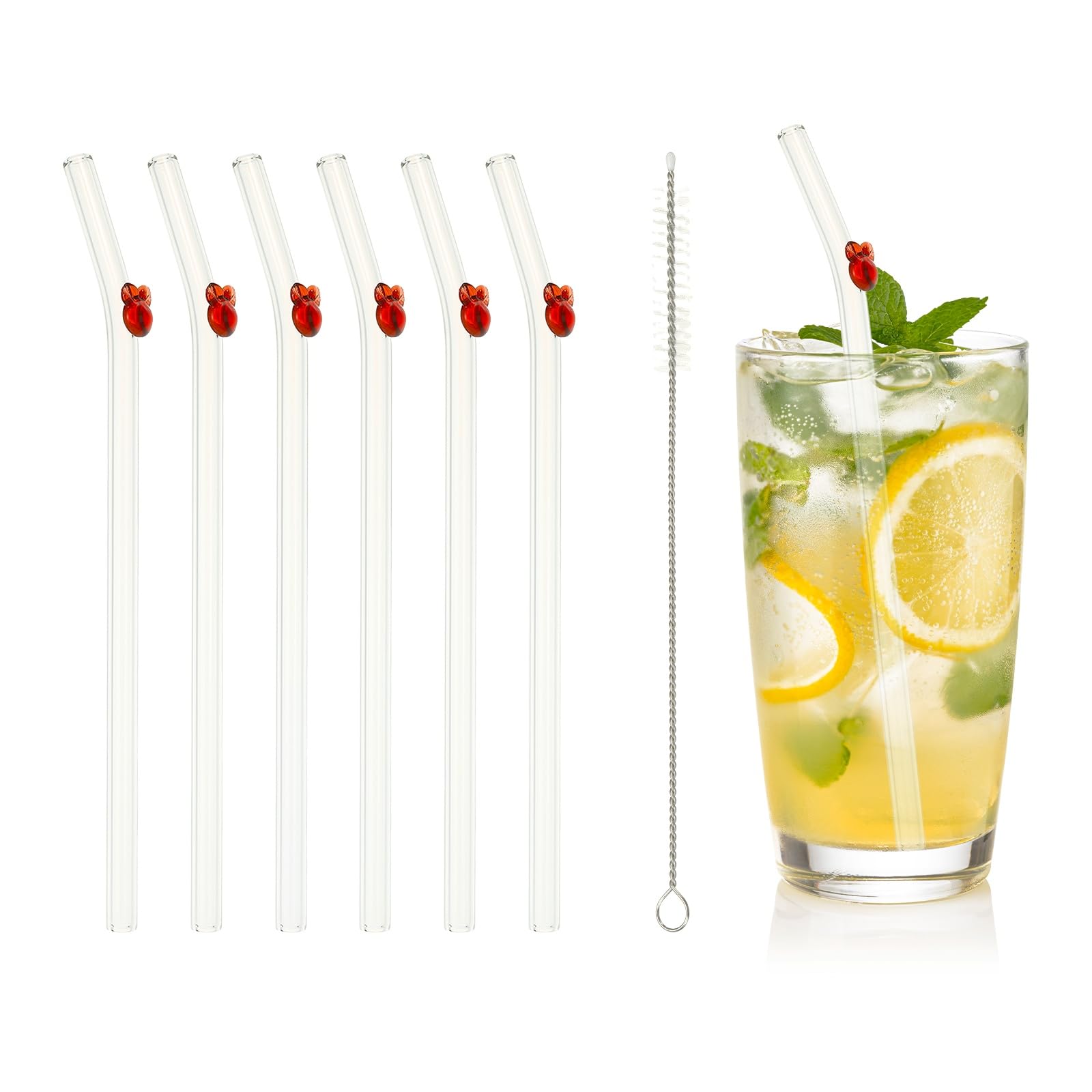 Pailles en verre pour whisky et jus de fruits de 20 cm