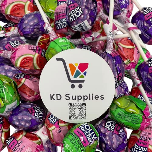 Jolly Rancher Chew Filled Lollipops Bulk Pack, Assorted Flavors - 2 lb Bags + KD Supplies Sticker