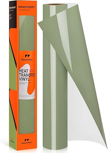 Miniatura 8 de WRAPXPERT Rollos de vinilo verde salvia HTV de 12 x 5 pies, vinilo de transferencia de calor verde oscuro para camisetas, vinilo para planchar para