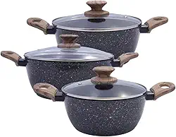 Jogo Panelas Caçarolas Indução 3 Peças Antiaderente Grafite Cerâmica Resistente Cozinha Completa