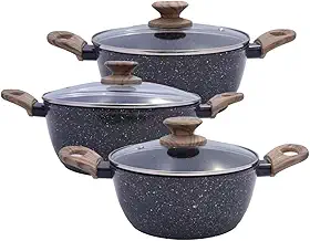 Jogo Panelas Caçarolas Indução 3 Peças Antiaderente Grafite Cerâmica Resistente Cozinha Completa