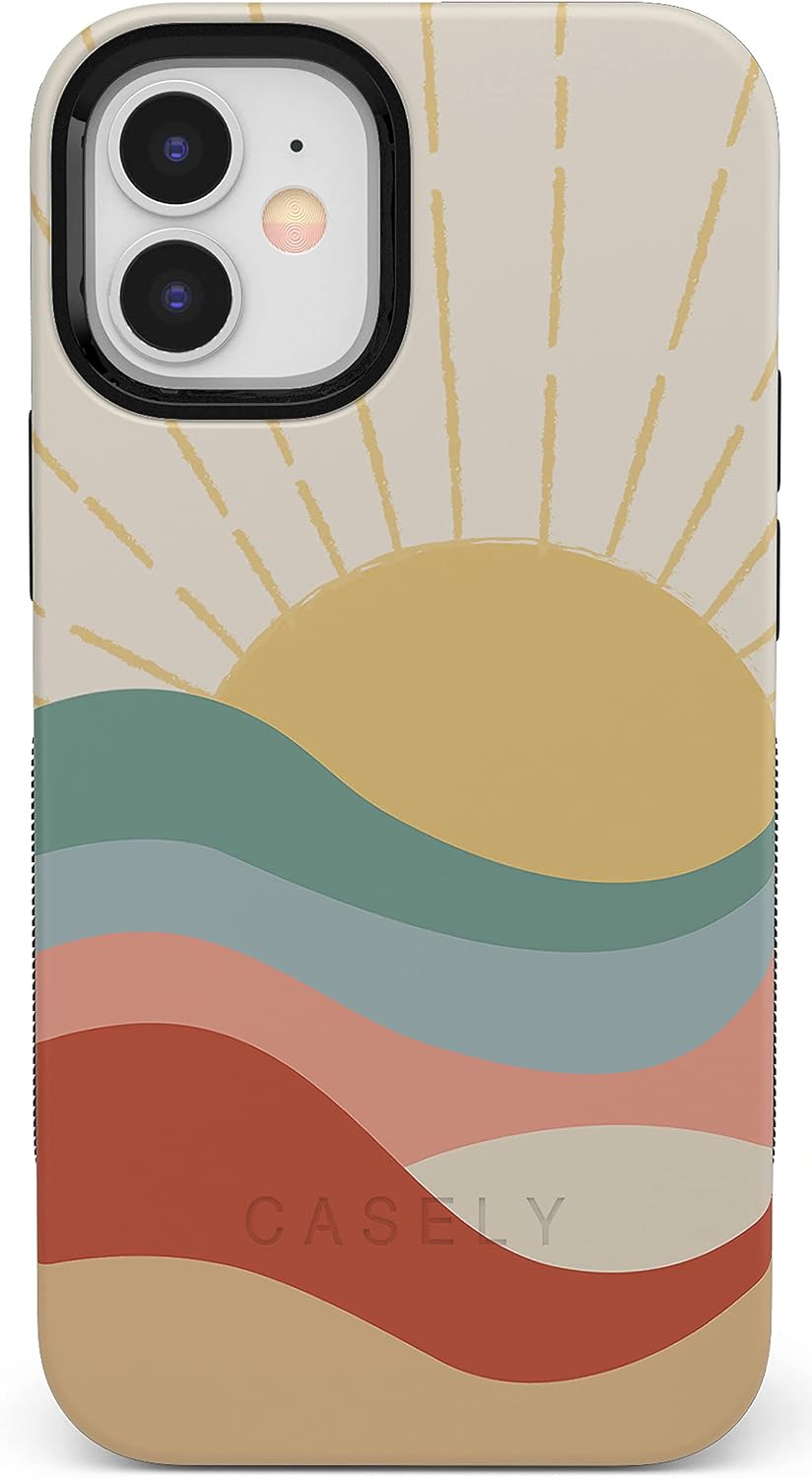 Casely iPhone 12 Mini Case | Here Comes the Sun | Colorblock Sunset | Bold Protective Design | Compatible with MagSafe