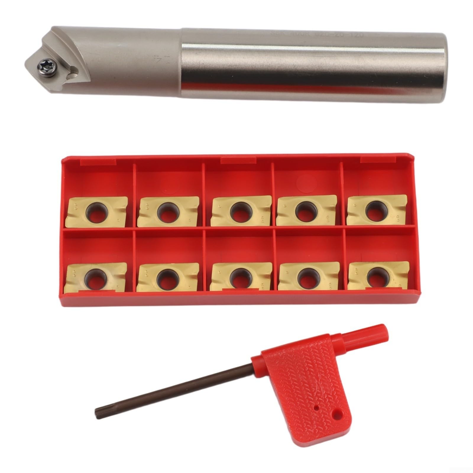 CNC Einschneidelemente Werkzeughalter C20-20-120 Carbide Einsatz 45 Grad Fasenmeißel 20mm Für Griff 10 Stück Wendeschneidplatten Starker Halt Schneller Klingenwechsel Für CNC Fräsen