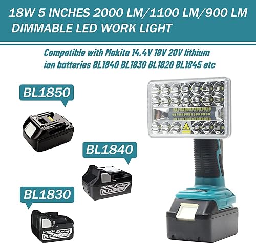 Miniatura 2 de Makita Light - Luz de trabajo LED inalámbrica WaxPar 18 W 2000 lm funciona con Makita 144-20 V DML801 DML802 DML185 LXT batería de iones de litio