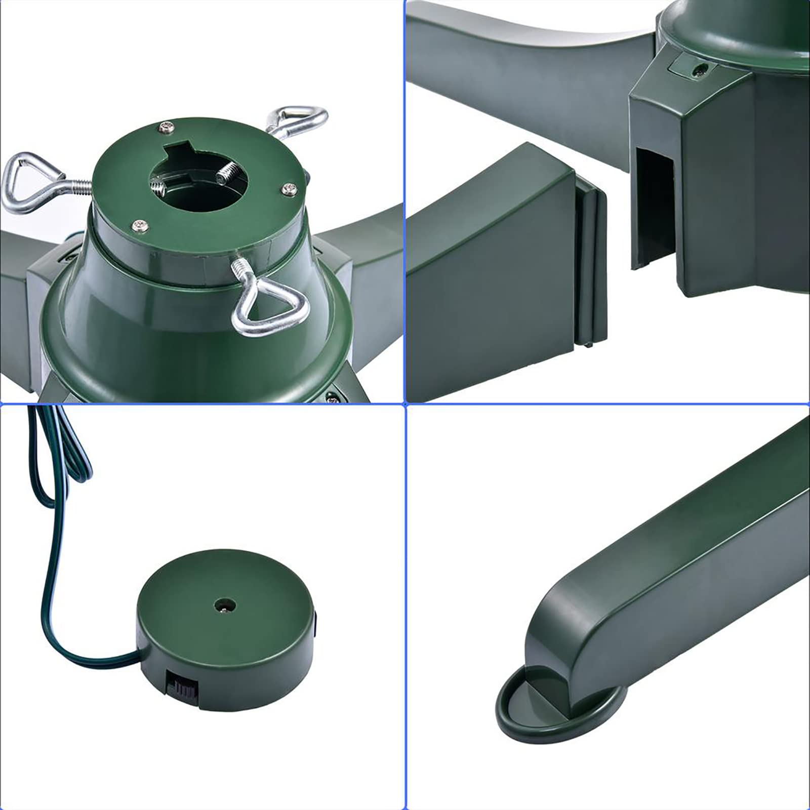 Soporte giratorio ajustable para árbol de Navidad de 360 grados, soporte giratorio eléctrico para árbol de Navidad con 3 ajustes ajustables, ideal para árbol de Navidad artificial, decoración práctica