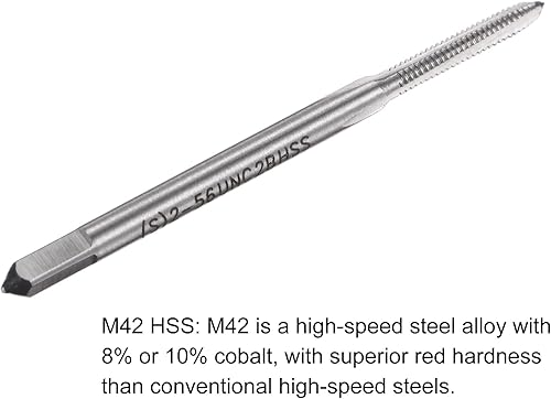 Miniatura 4 de uxcell Macho de fresado de rosca 2-56 UNC, M42 HSS (acero de alta velocidad) sin recubrimiento 3 flautas rectas Máquina Tornillo roscado Macho 2B