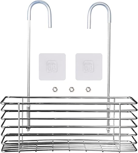 HEVSTIL Estante de ducha colgante de acero inoxidable 304 para colgar el gancho trasero se puede rotar, cesta colgante a prueba de óxido con