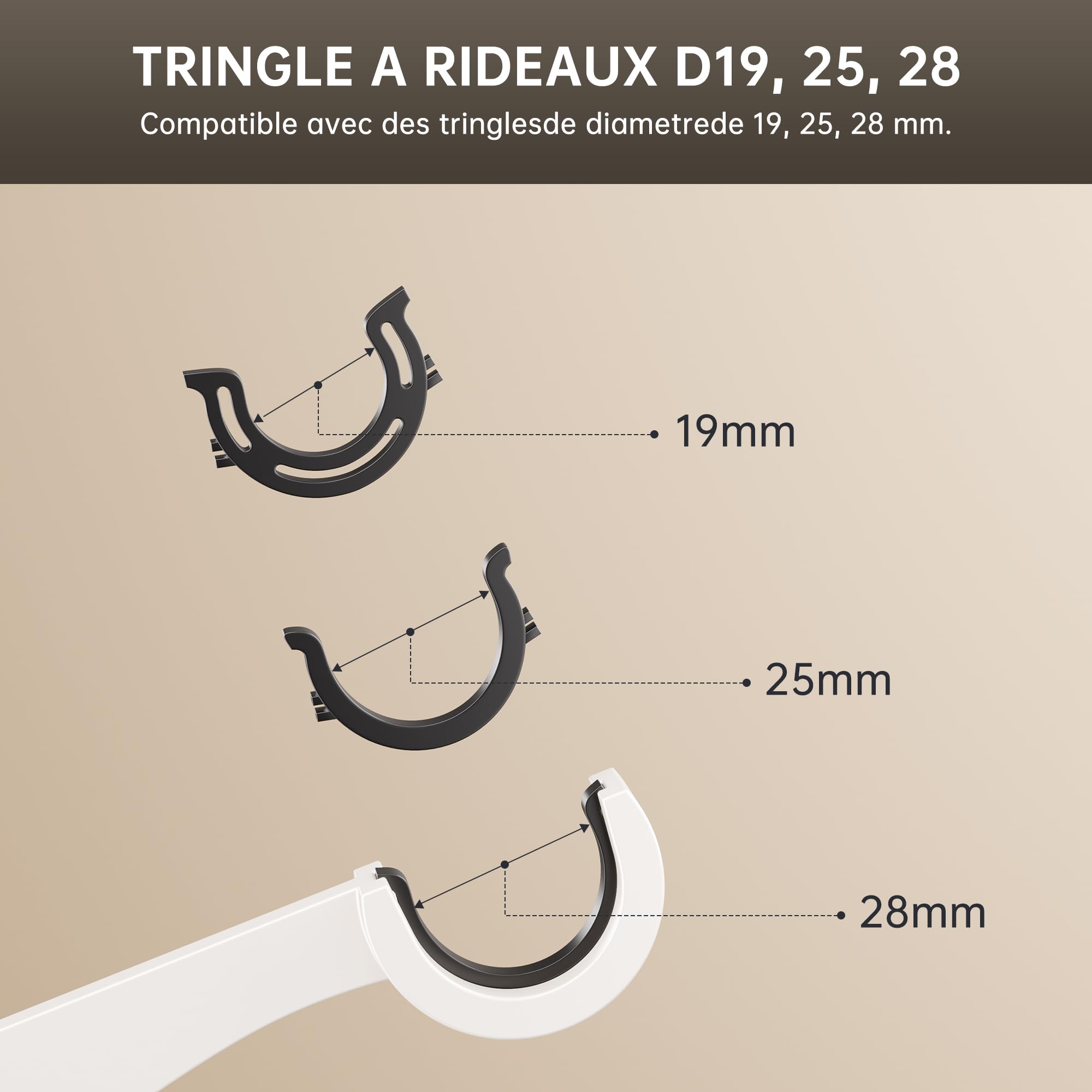 2 Supports Tringle à Rideaux Sans Percage - Pour Coffre Volets Roulants (Hauteur 14.5-24cm)
