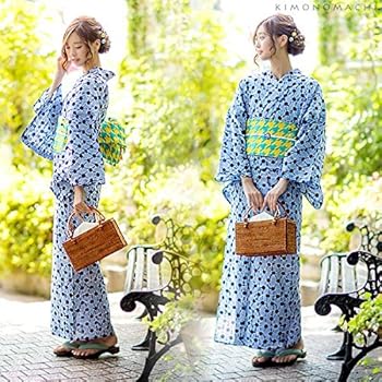 Amazon | [ 京都きもの町 ] 【 有松絞り 】浴衣 絞り 紺×水色