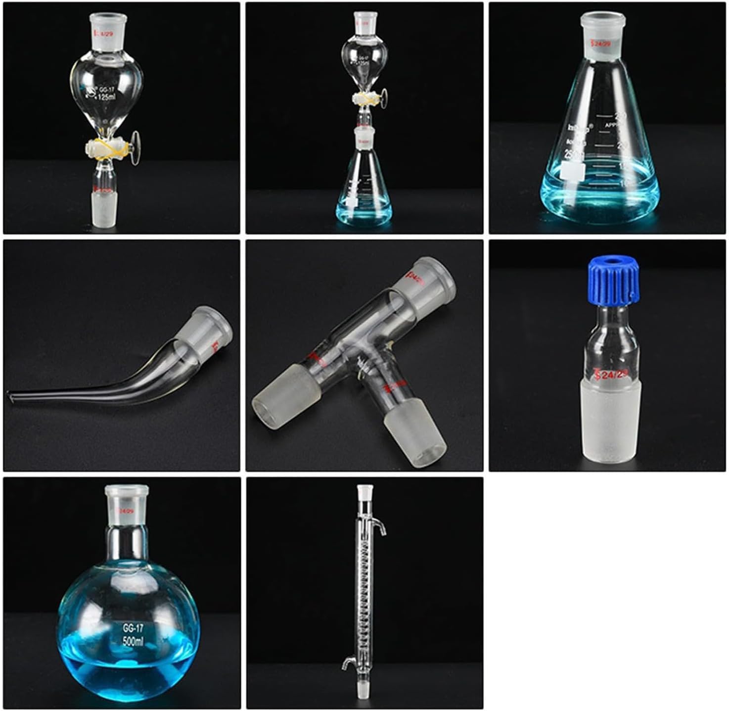 Kit De Material De Vidrio para Laboratorio De Química, Kit De Destilación De Laboratorio, Alta Transparencia, Superficie Lisa, para La Enseñanza De Ciencias En El Hogar Y La Industria.