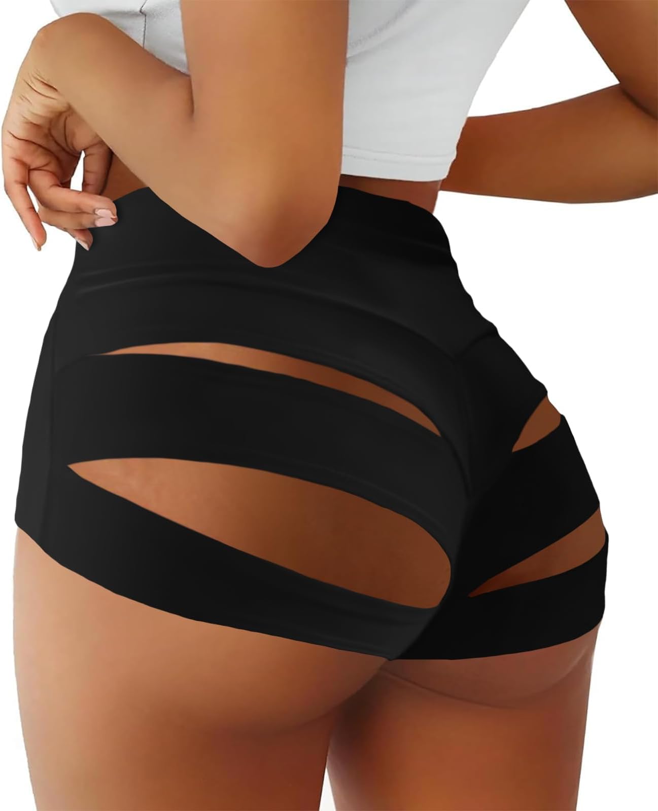 Women's Cut Out Yoga Shorts Scrunch Booty Hot Pants High Waist Gym Workout Active Butt Lifting Sports Leggings