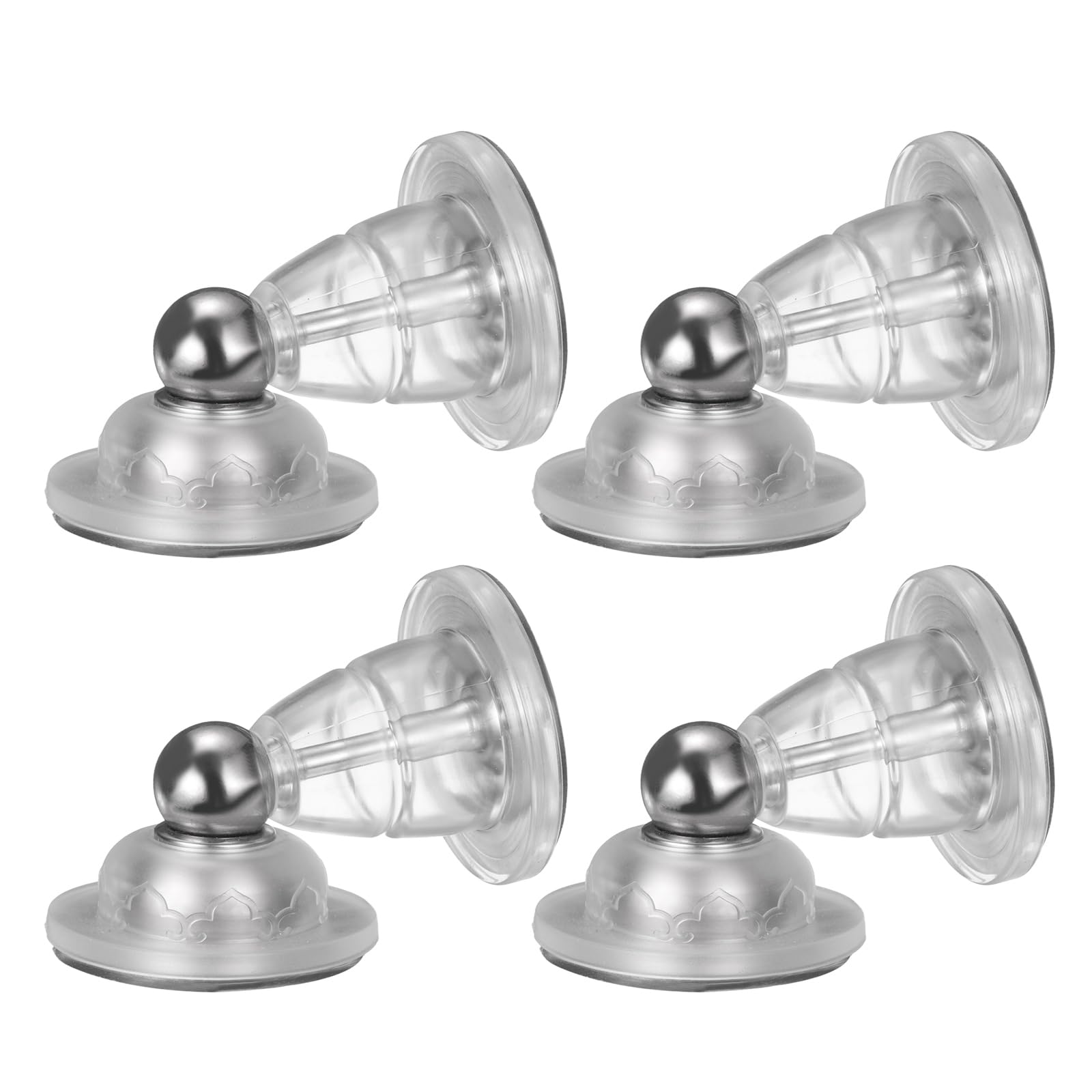 sourcing map 4Pcs 3" Magnetic Door Stopper, Soft Silicone Magnetic Doorstops for Wall and Floor Mounting, No Drilling Door Holder with Adhesive for RV Baggage Doors, Home, Office, Transparent