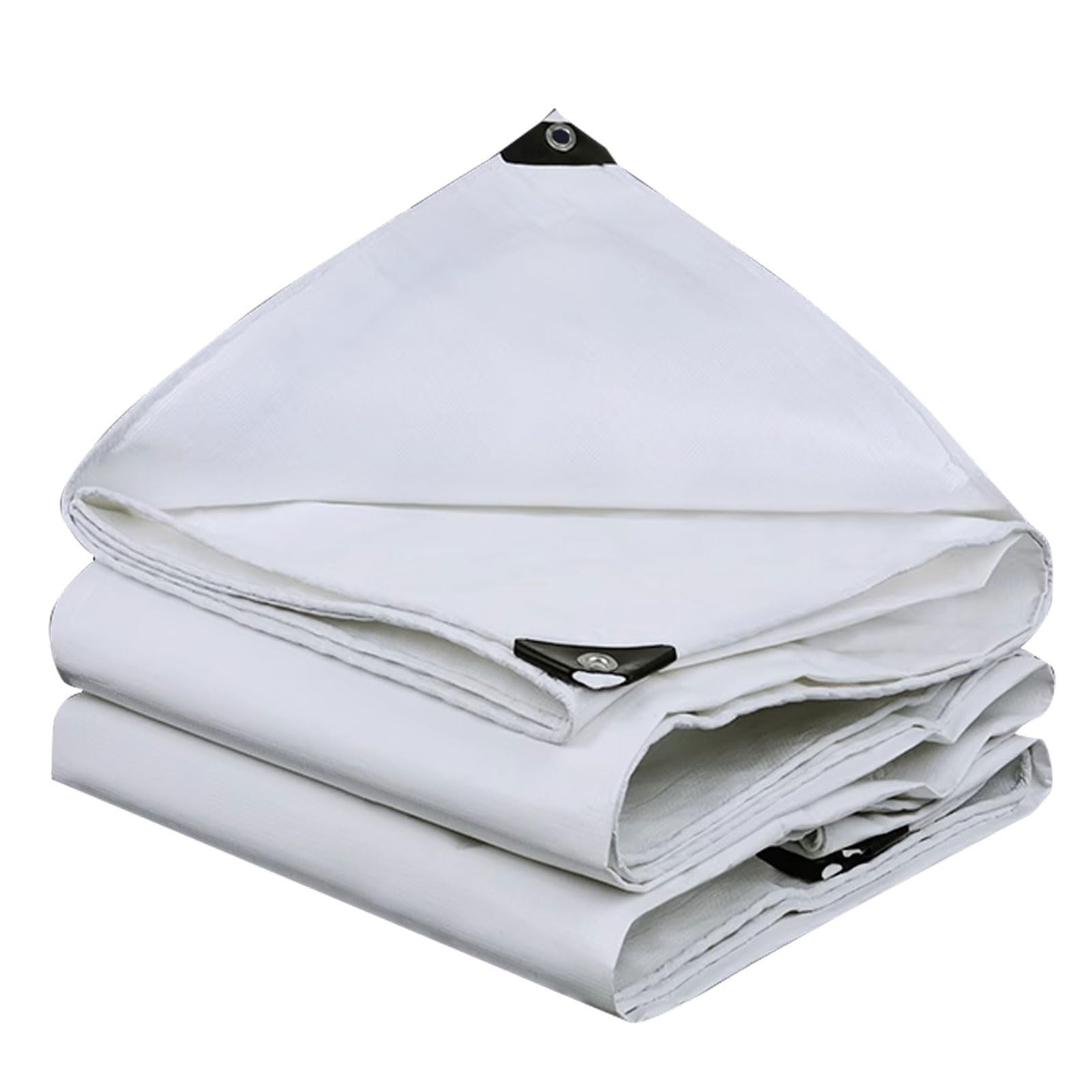Heavy Duty Waterproof Cover Tarp, Heavy Duty Canvas Tarpaulin With Metal Grommets, 600g/m², White, Multiple Sizes(4x5m(13.1ftx16.4ft))