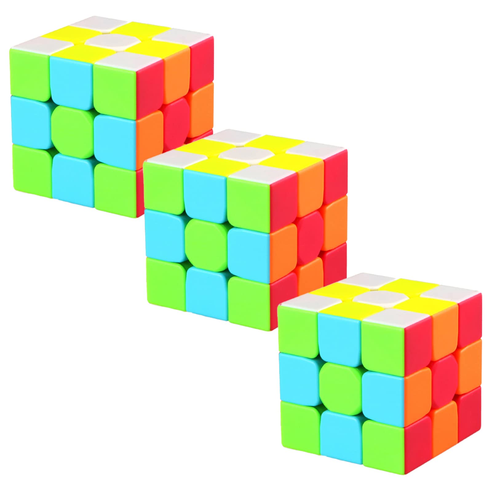 Speed Cube 3x3 Magic Cube 3 Pack 56mm Speed Cube Puzzles Toys Party Puzzle Cube Toy Great IQ Games Gift for Kid Teens Adults (3PACK)
