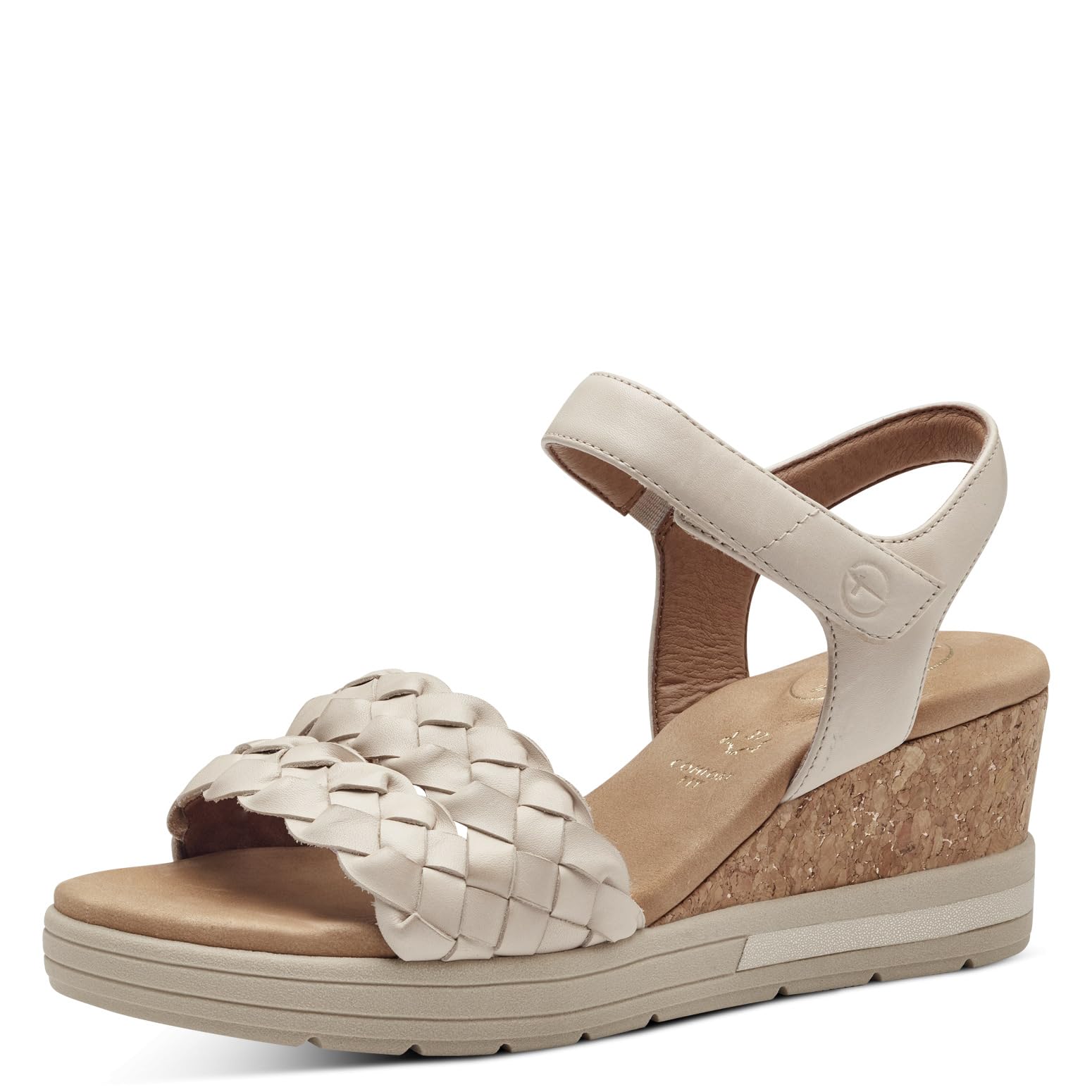 Tamaris Comfort Women’s Sandals with Wedge Heel Leather Comfortable, Ivory Nappa, 5 UK