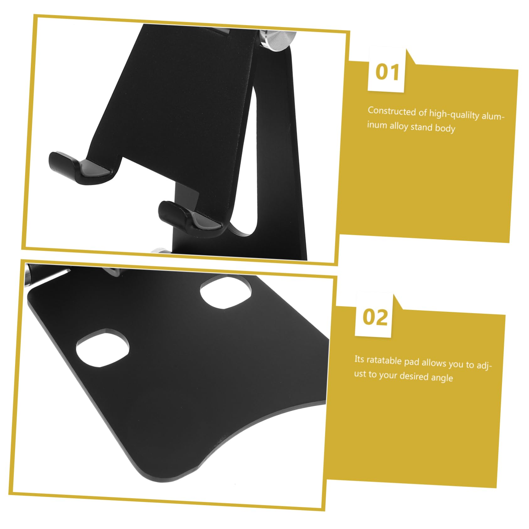 Artibetter 3piezas Soporte De Teléfono Móvil Ajustable Aleación De Aluminio Base Antideslizante Compatible con y Otros Smartphones para Ver Videos y Jugar Negro