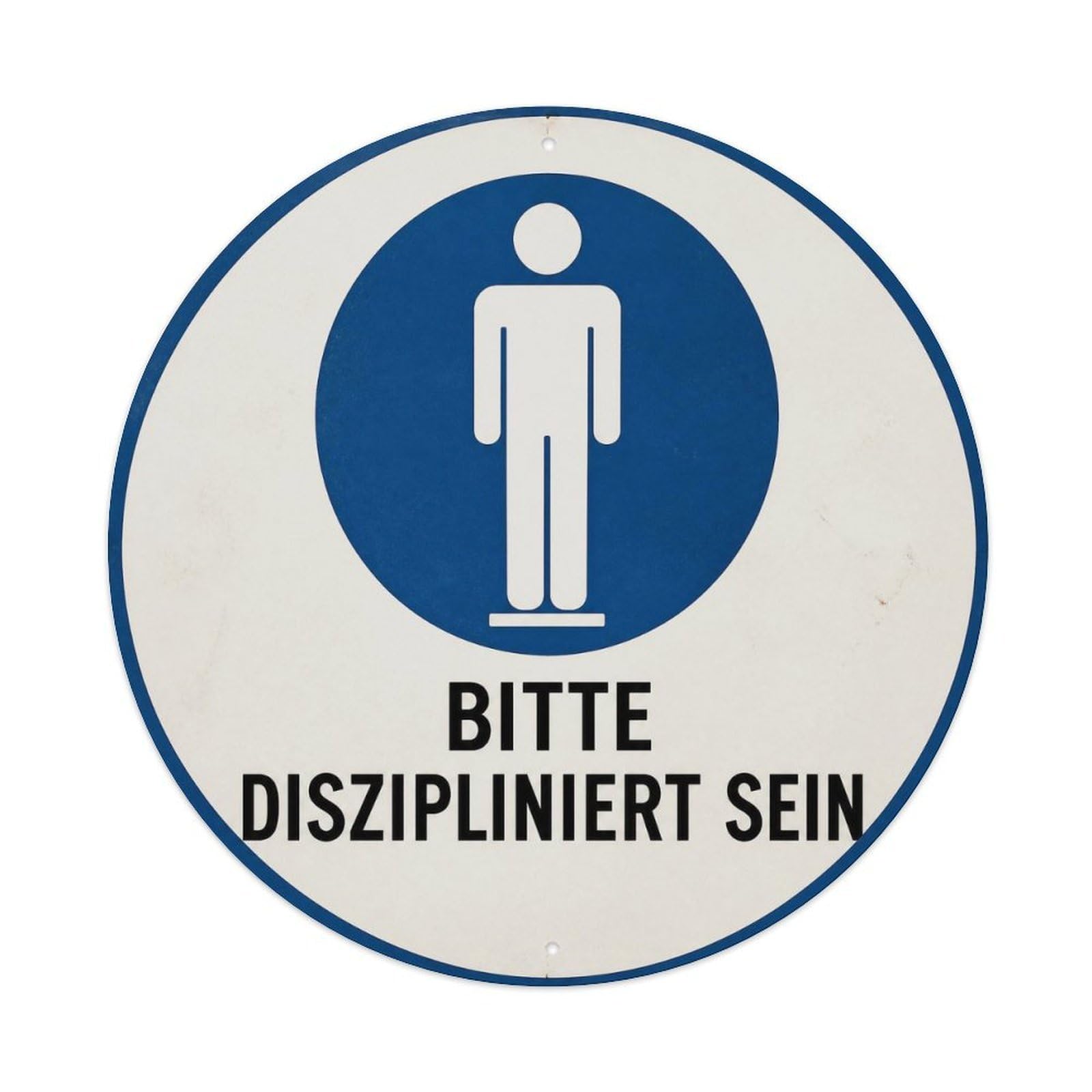 Olyhtr 8X8inch Classic Style Rustic Lettering Queue Etiquette German Polite Warning Metal Tin Sign