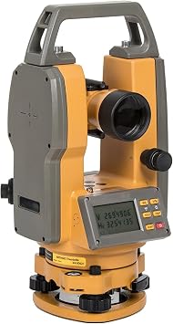 Digital Theodolite Survey Equipment, LCD Display, 5-Second Accuracy, Yellow and Gray