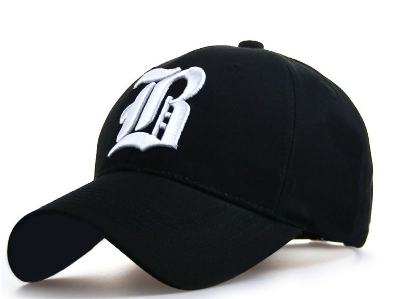 4sold Snapback Cap Casual Baseball Gothic B Letter Cap Caps Snap Back Hat Hats (Snapback Black B White)