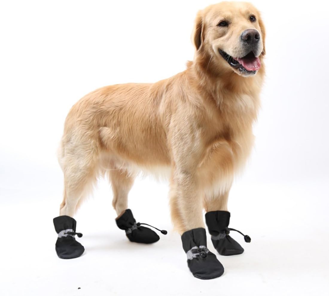 GabeFish Anti Slip Dog Socks Shoes Adjustable Drawstring Boot Paw Protectors for Small Medium Pets Cats Black 2X-Large