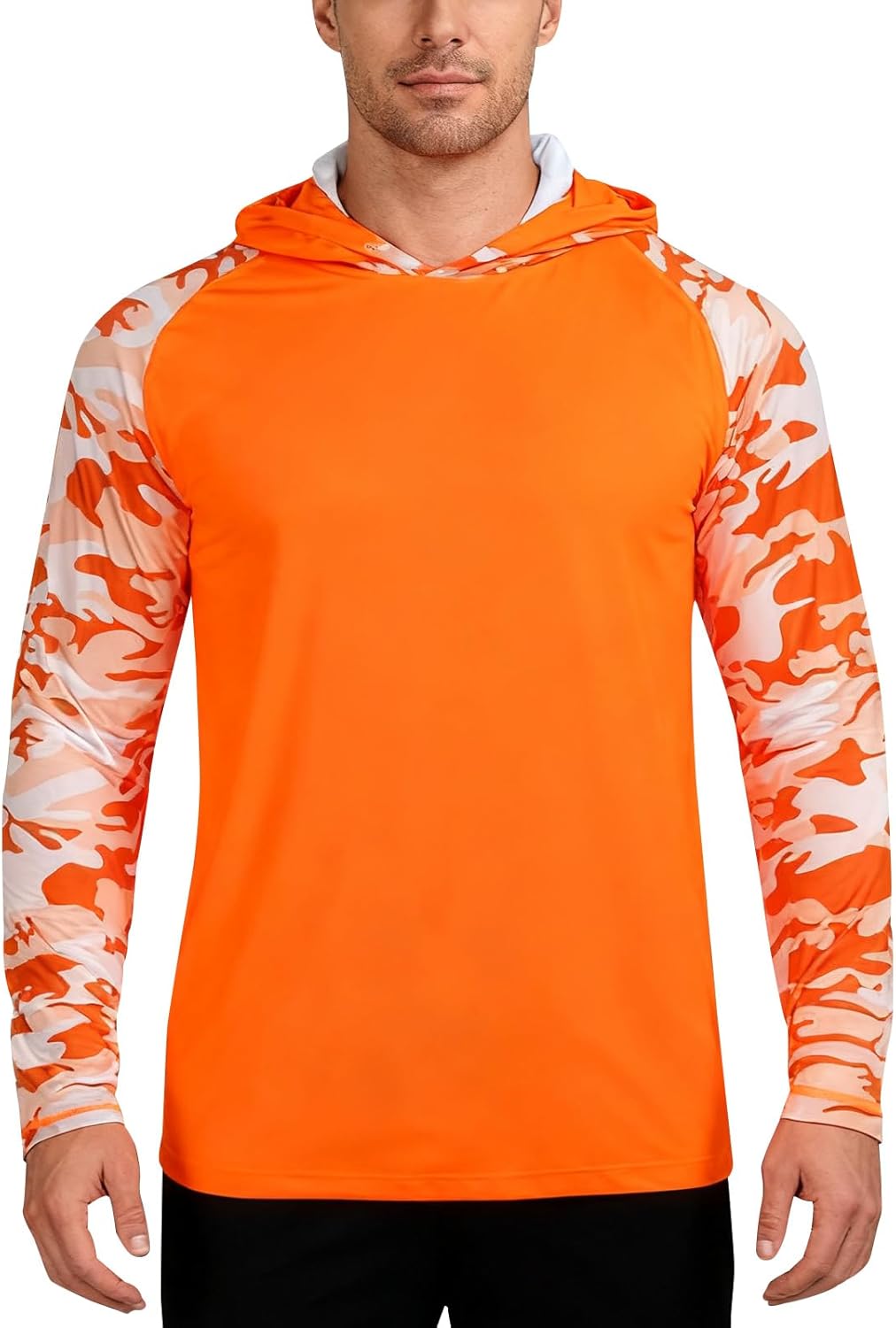 Men's Fishing Shirt with Hood,UPF 50+ Sun Protection Hoodie Camo Long Sleeve Shirts High Visibility Safety T Shirt - Image 2