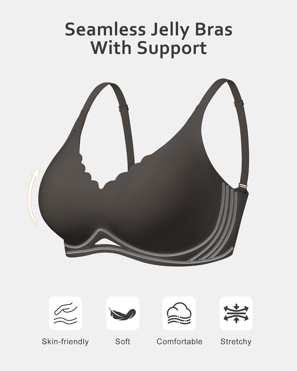 SHARICCA Wireless Bras for Women - Seamless Padded Bra No Underwire, Comfortable Soft Jelly T-Shirt Bralette for Older(M-2XL) - Image 5