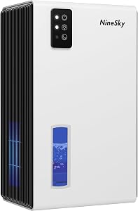 Déshumidificateur NineSky, 1000 pi², CT2, Blanc, silencieux, arrêt automatique, réservoir de 95 oz, lumière ambiante 7 couleurs