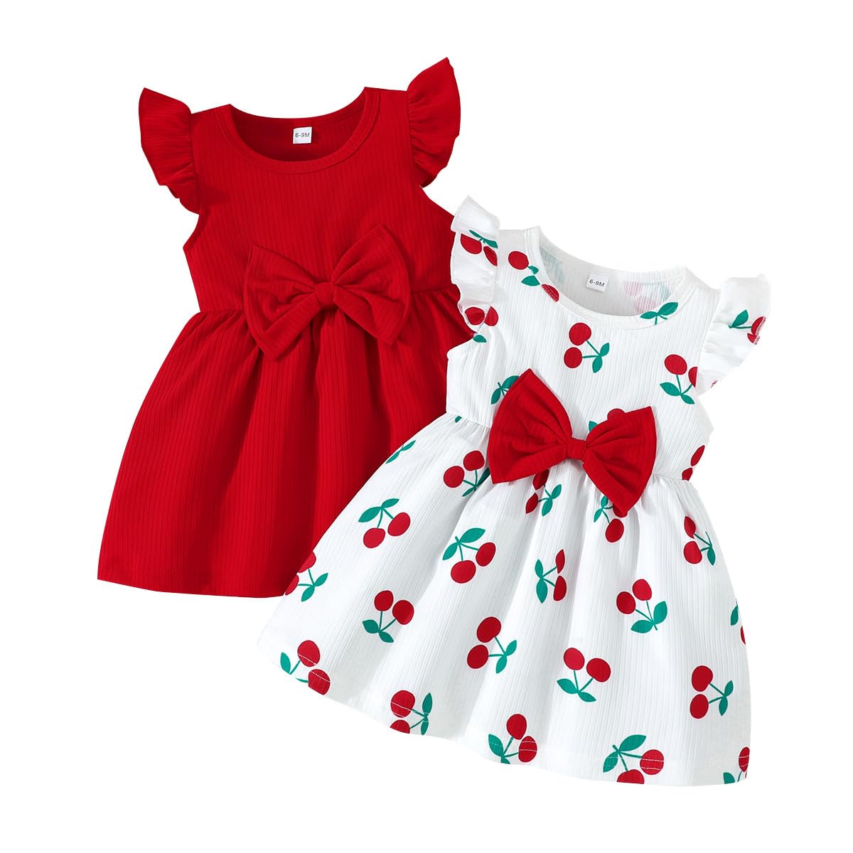 Vestido Verano Para Niña con Estampado de Mariposas Lazo Volantes sin Mangas Bonito Vestido de Lunares Para Niña
